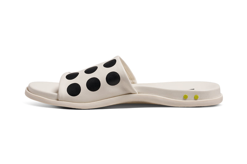 Railibird leather slide sandals in dot - product side shot