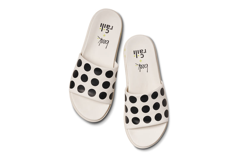 Railibird leather slide sandals in dot - product top shot