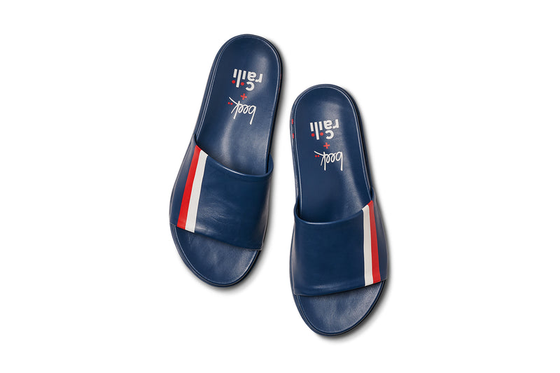 Railibird leather slide sandal in stripe - product top shot