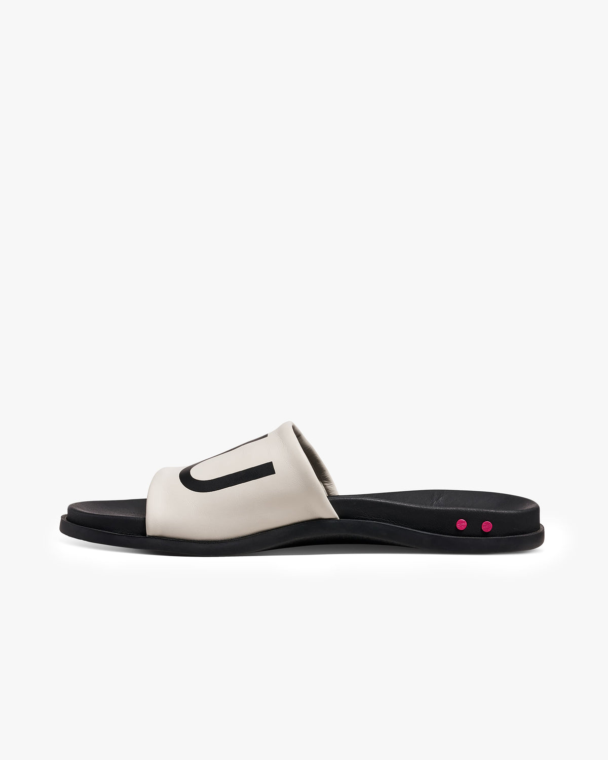 Railibird leather slide sandal in surf - product side shot