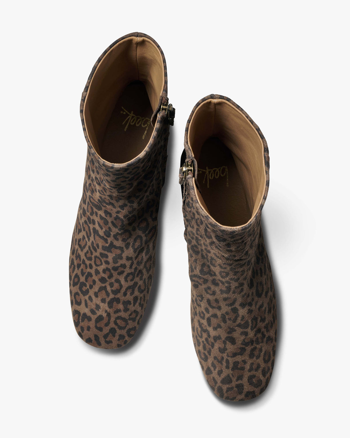 Raven suede heeled boots in leopard - product top shot