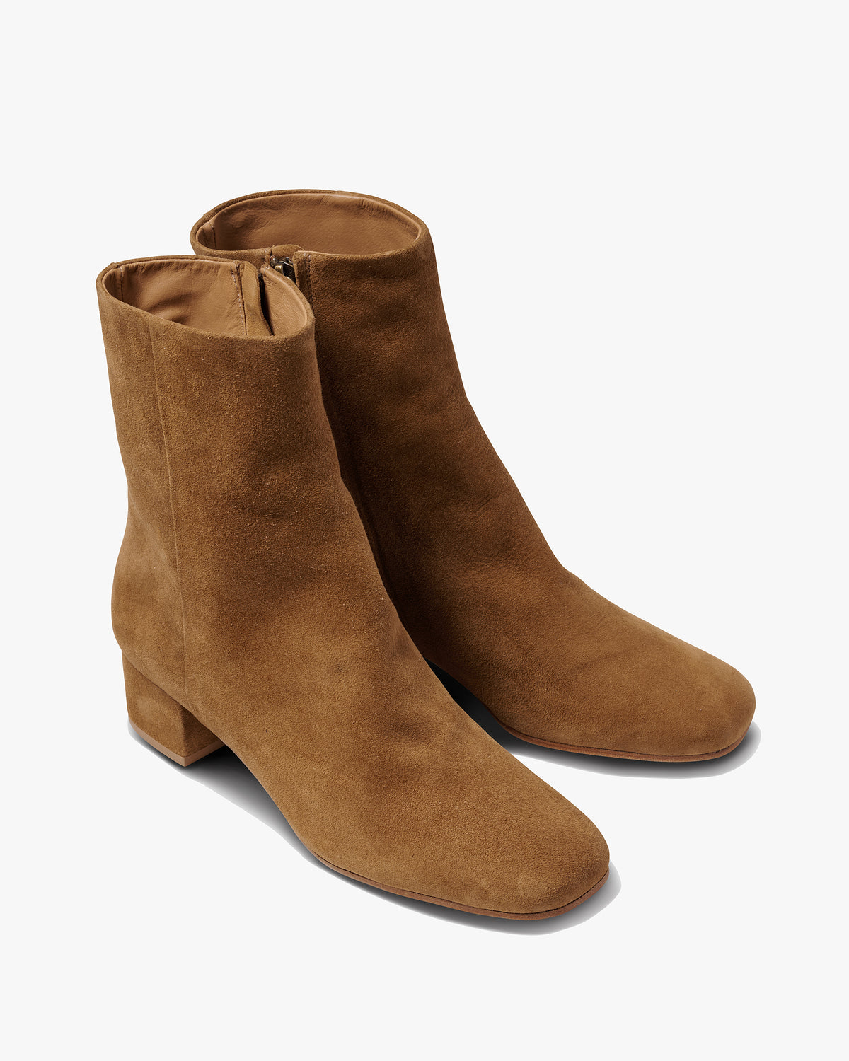 Raven suede boots in toffee - product angle shot