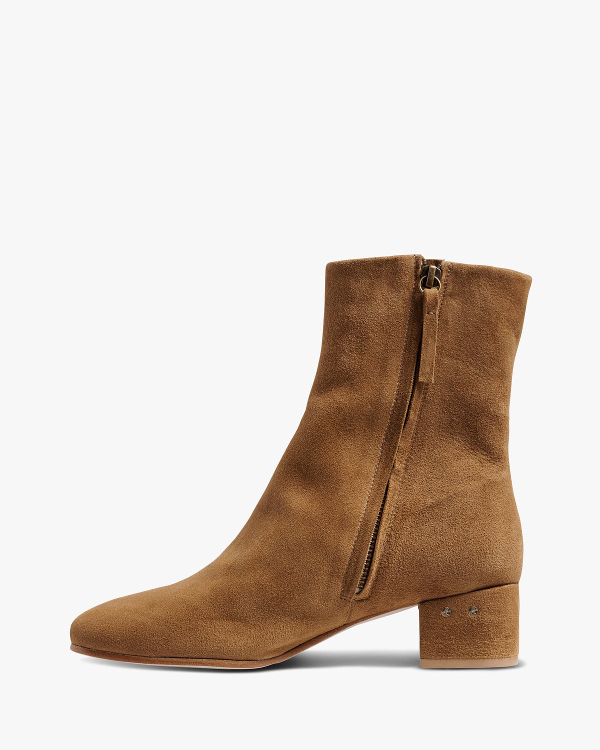 Raven suede boots in toffee - product side shot