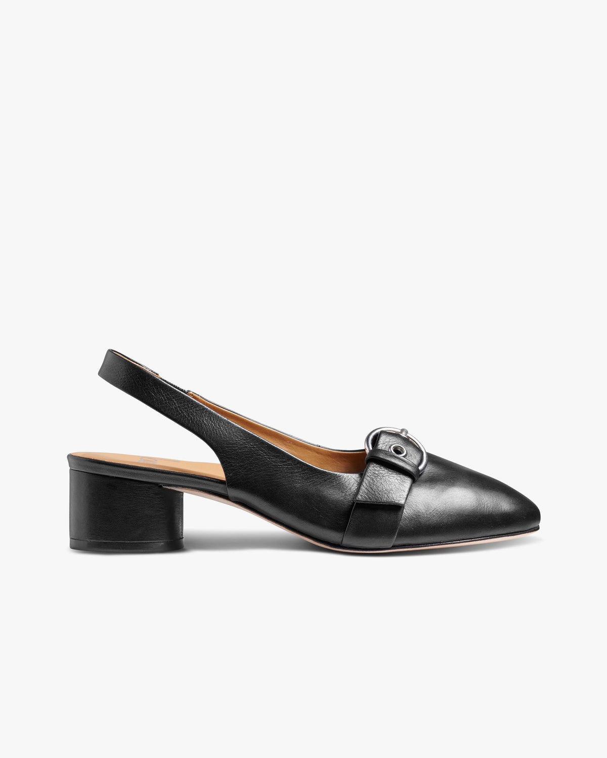 Rhea leather slingback heels in black  product side shot