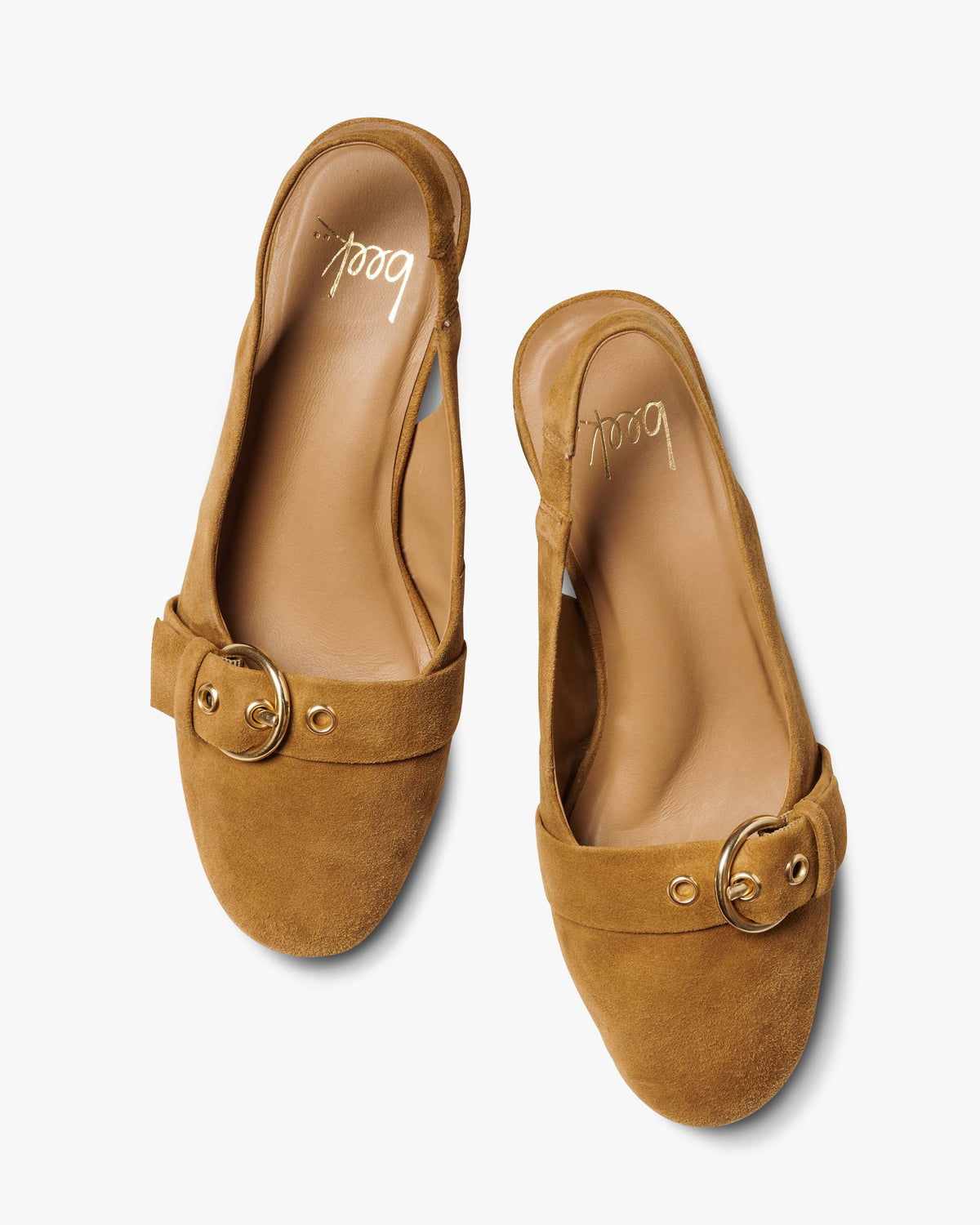 Rhea suede slingback heels in caramel - product top shot