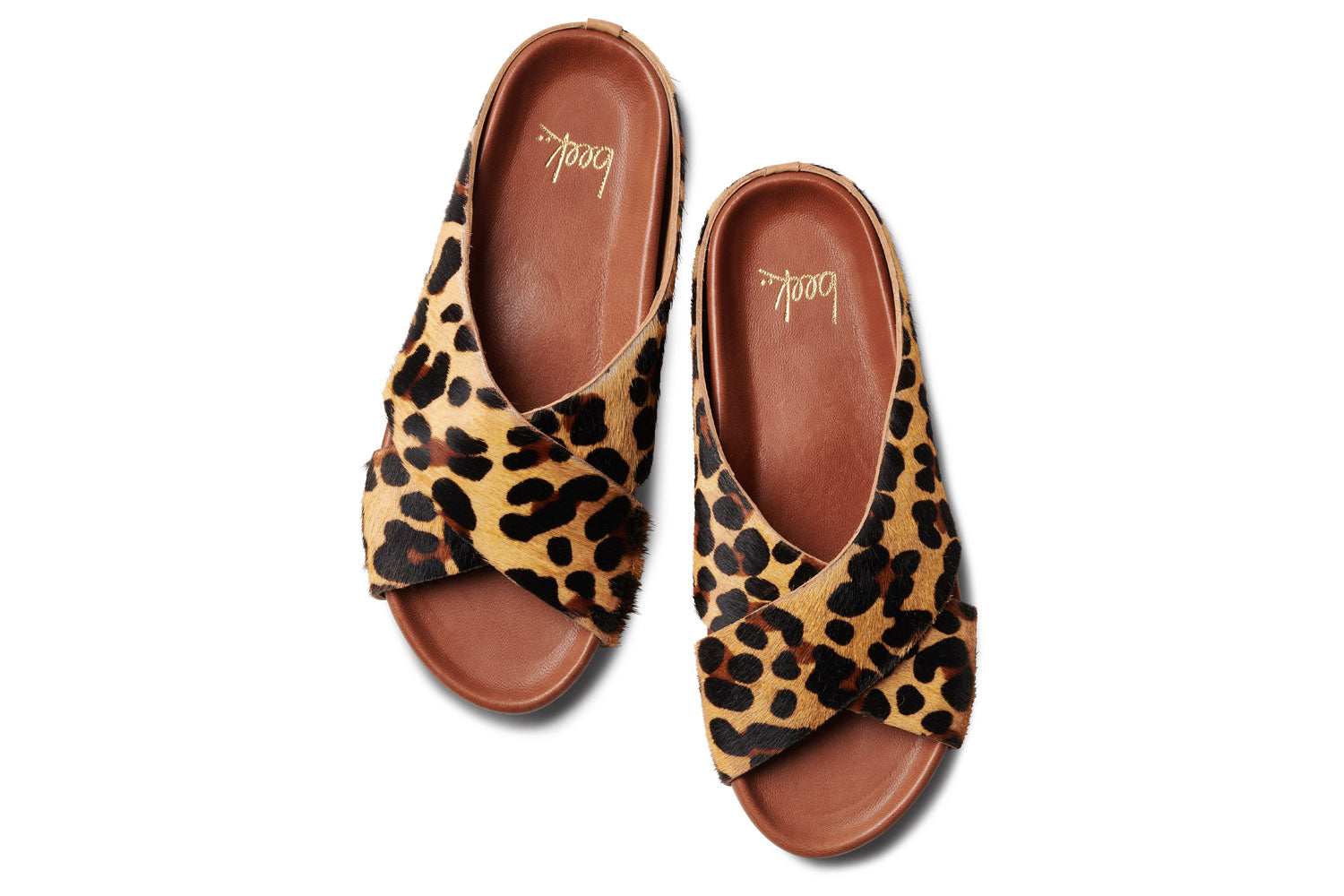 ROBIN Leopard Leather Slide Sandal | beek