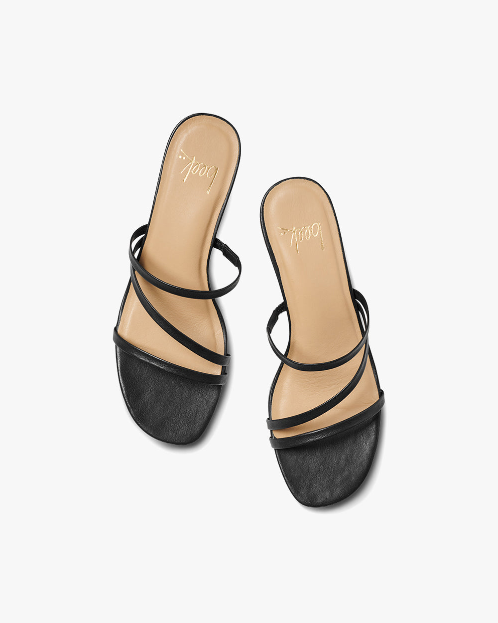 Roselle leather sandal with raffia heel in black - product top shot