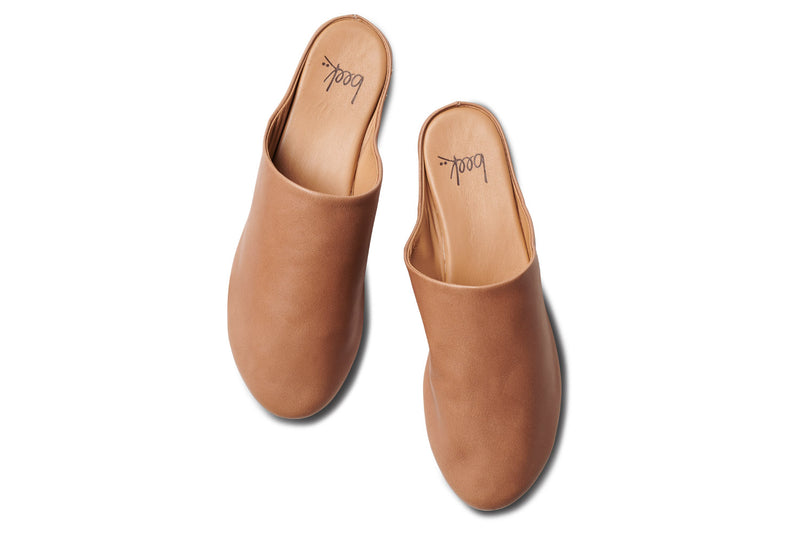 Sanderling leather mules in saddle - top shot