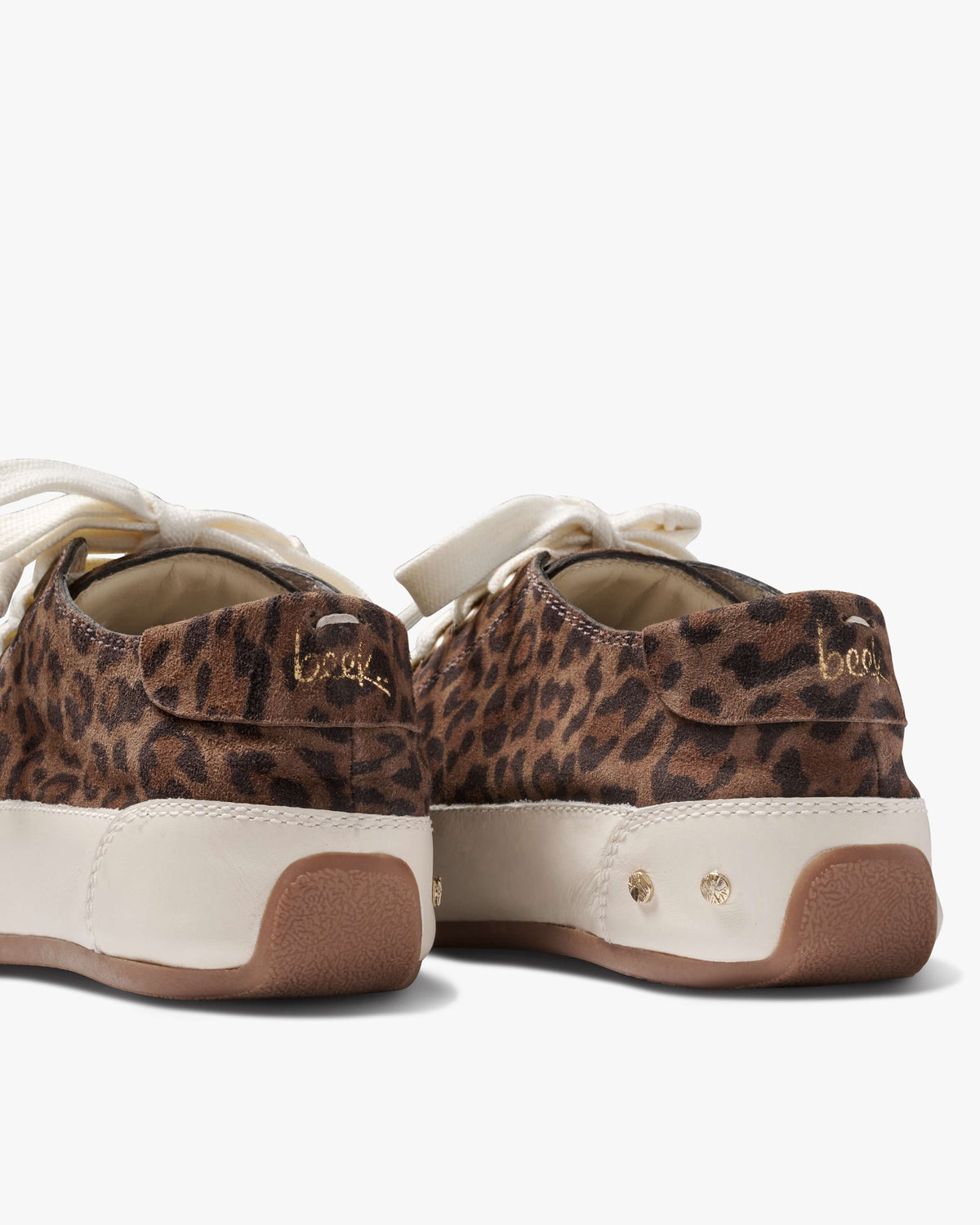 Sandpiper suede sneakers in leopard - product back detail shot