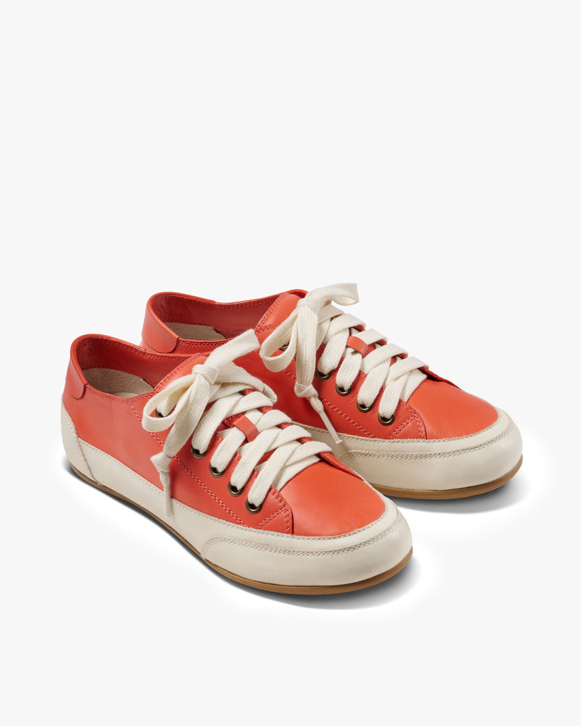 Sandpiper leather sneakers in tomato - product side shot