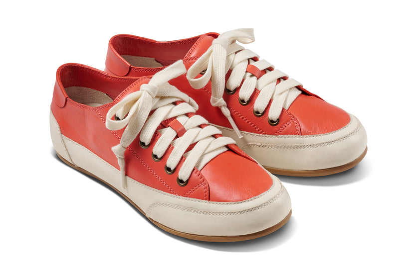 Sandpiper leather sneakers in tomato - product angle shot