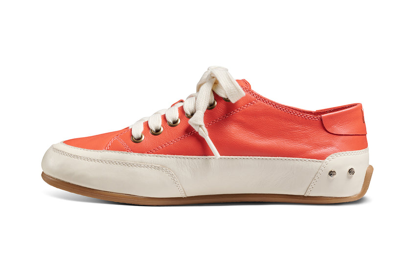 Sandpiper leather sneakers in tomato - product side shot
