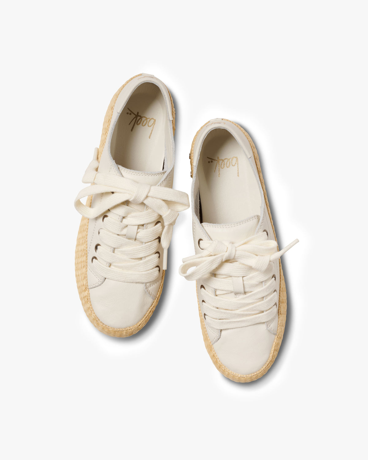 Sandpiper leather sneaker in white raffia - product top shot