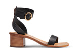 Sapphire block heel sandal in black - side shot