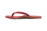 Seabird Woven leather flip flop sandals in hibiscus - side shot