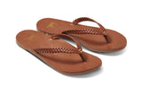 Seabird Woven leather flip flop sandals in tan - angle shot