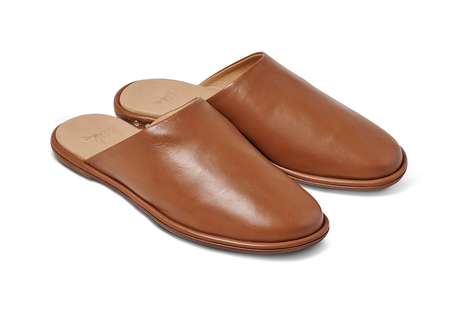 Seagull leather mule in tan - product angle shot