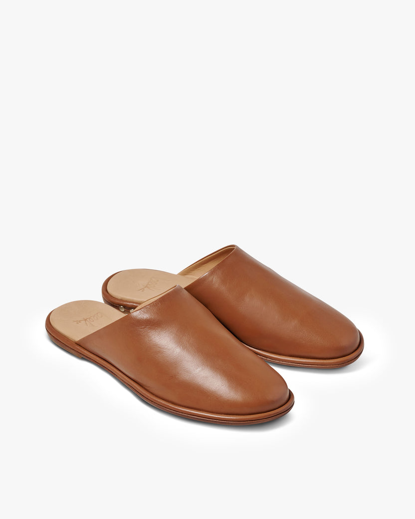 Seagull leather mule in tan - product angle shot