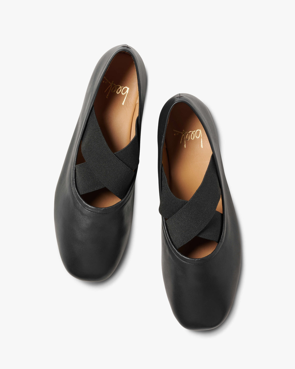 Serin leather ballet shoes in black - product top shot