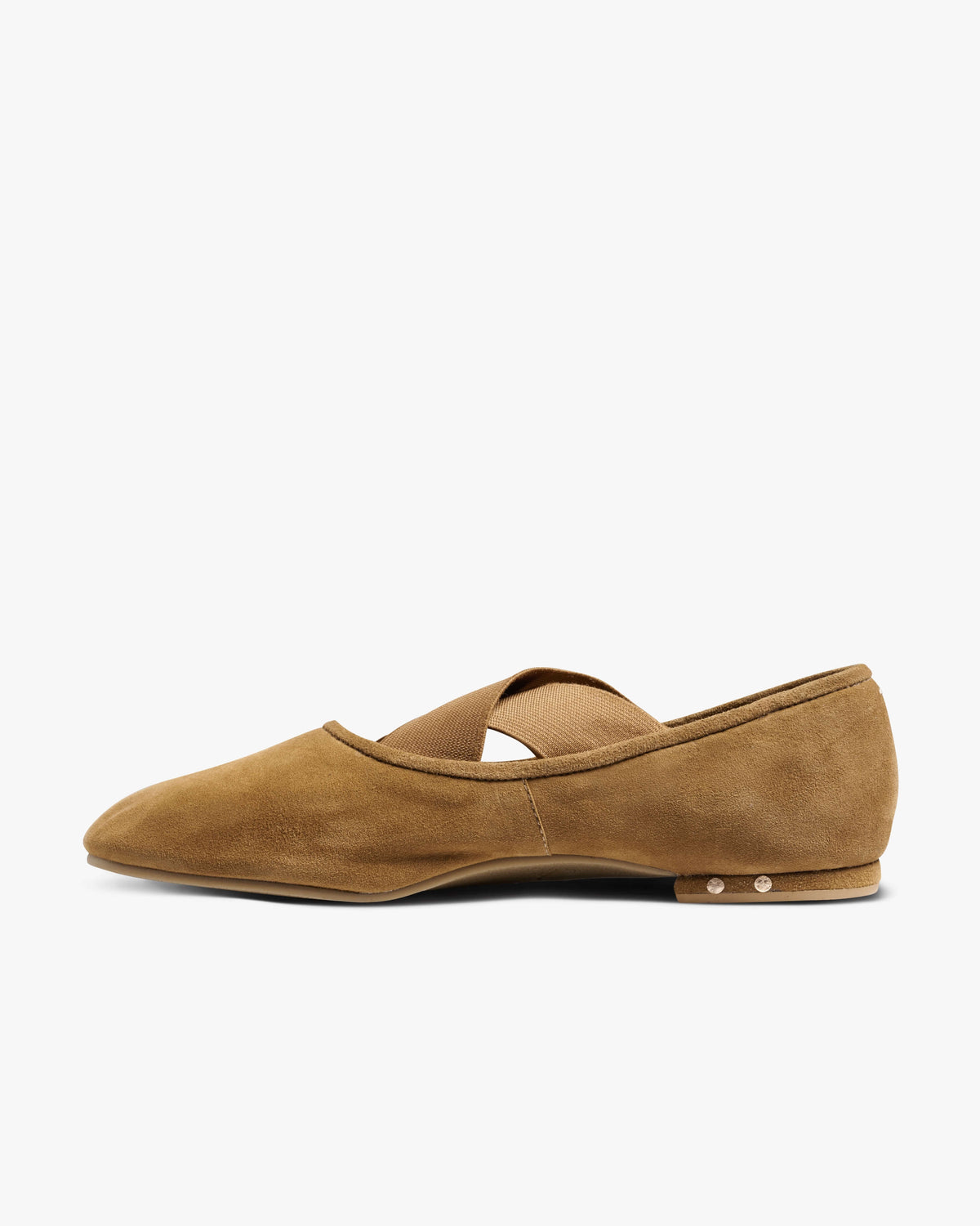 Serin suede ballet flats in toffee - product side shot
