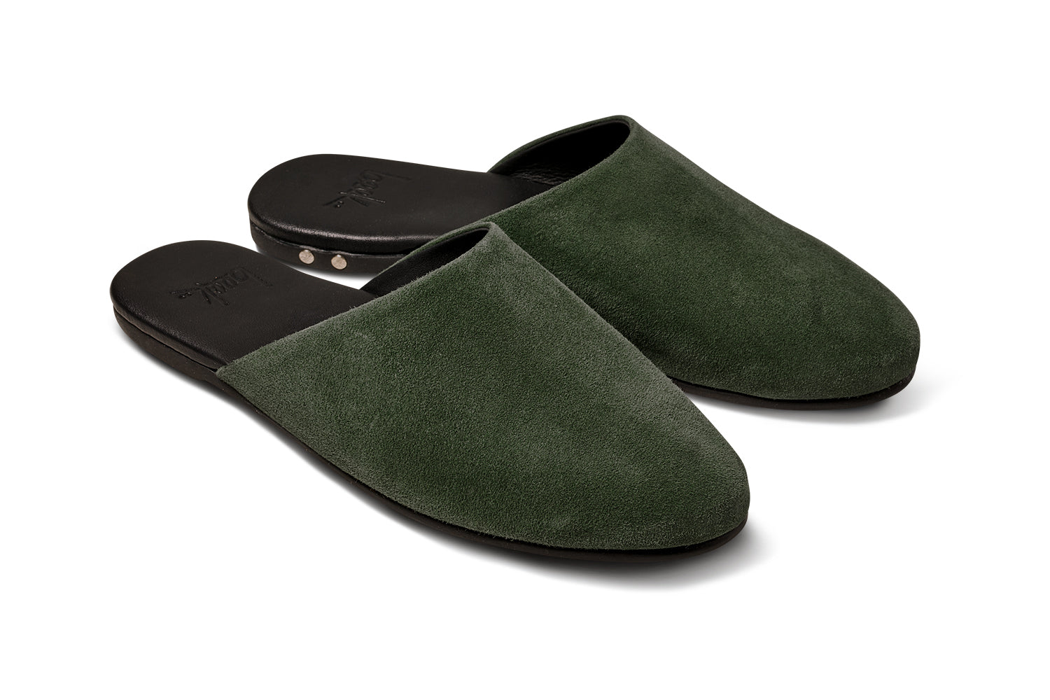 Siskin suede mule in ivy - product angle shot