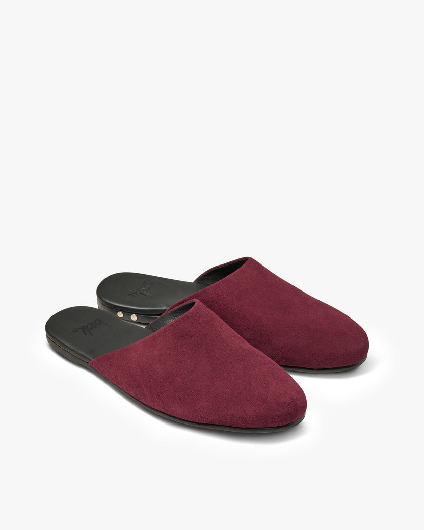 Siskin suede mule in port - product angle shot