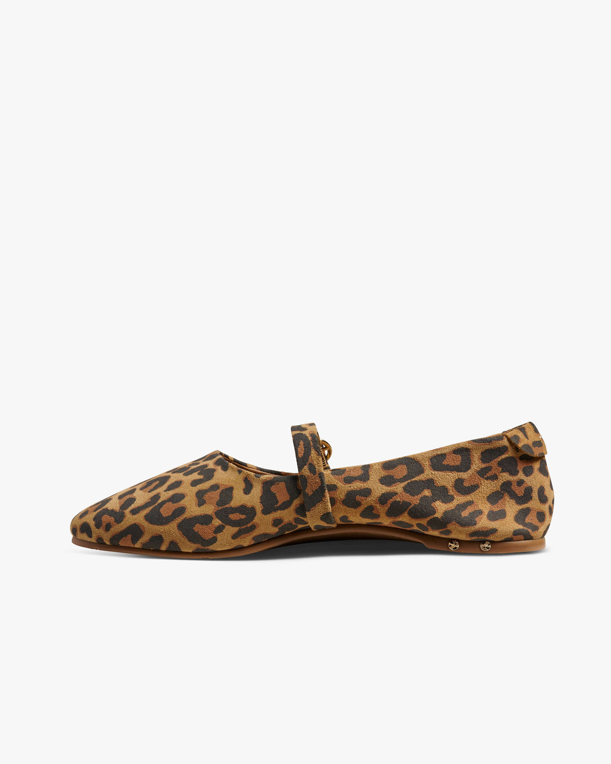 Snipe suede mary jane ballet shoes in leopard - product side shot