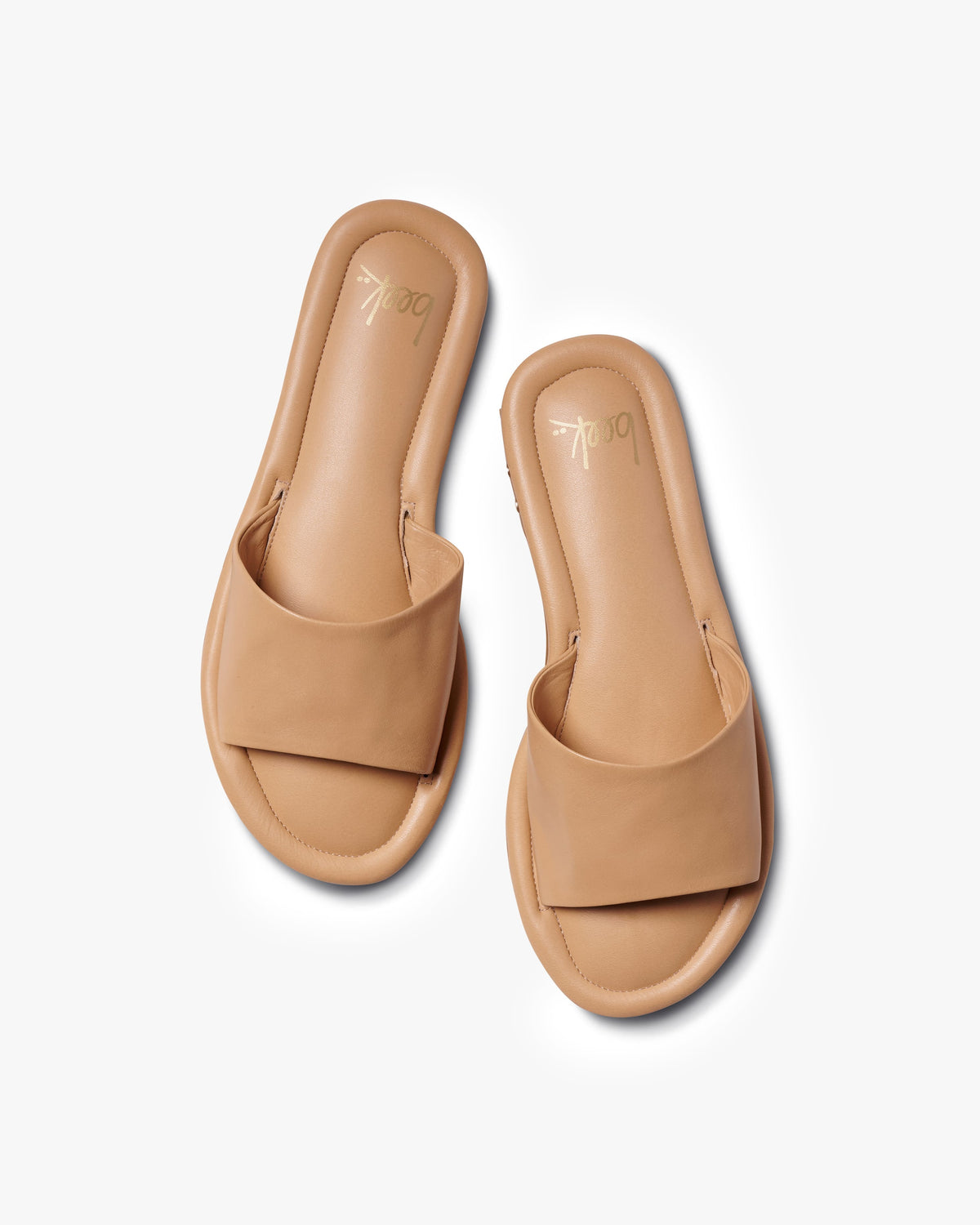 Songlark leather slide sandal in beach - product top shot