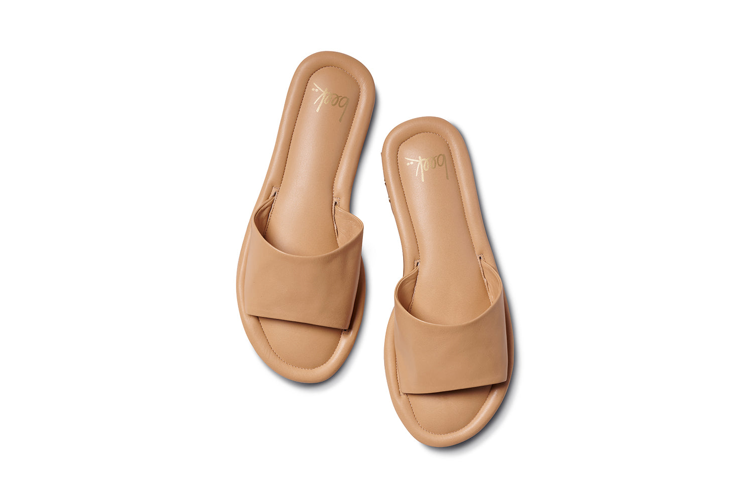 Songlark leather slide sandal in beach - product top shot