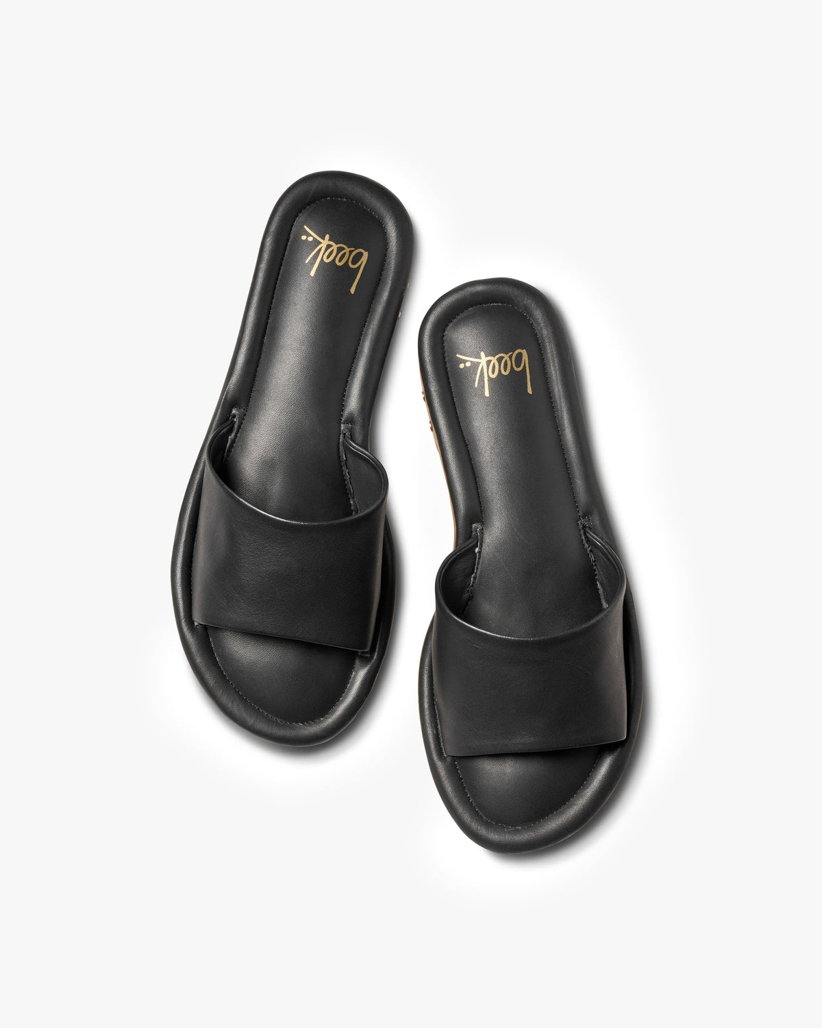Songlark leather slide sandal in black - product top shot