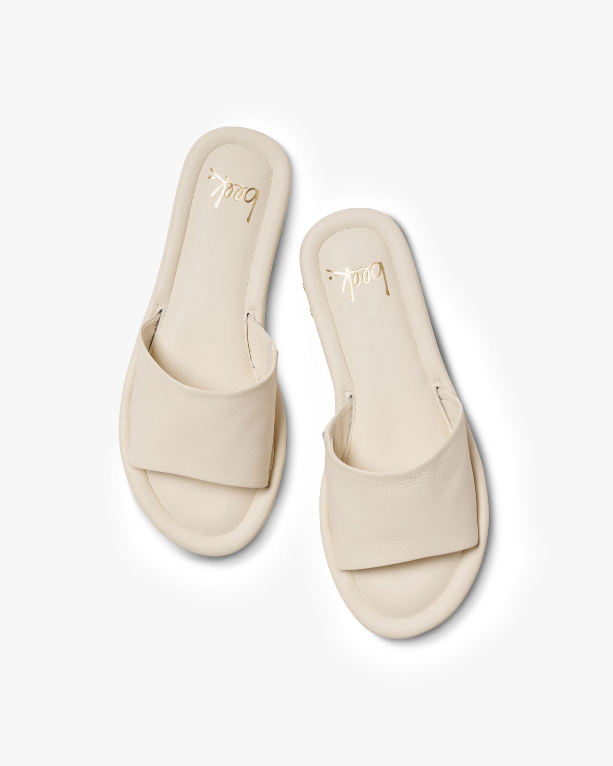 Songlark leather slide sandal in vanilla - product top shot