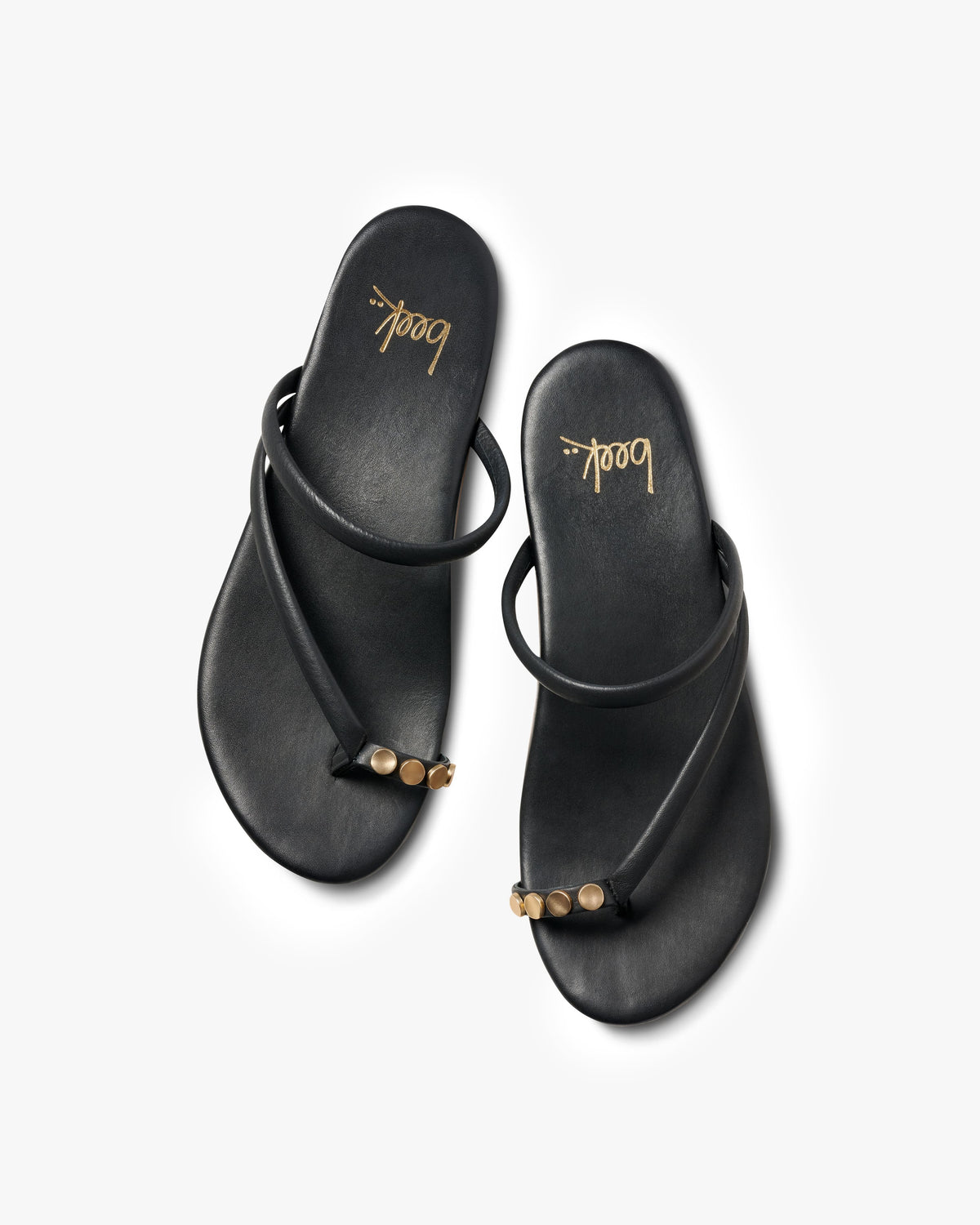 Starbird leather studded toe-ring sandal in black - product top shot