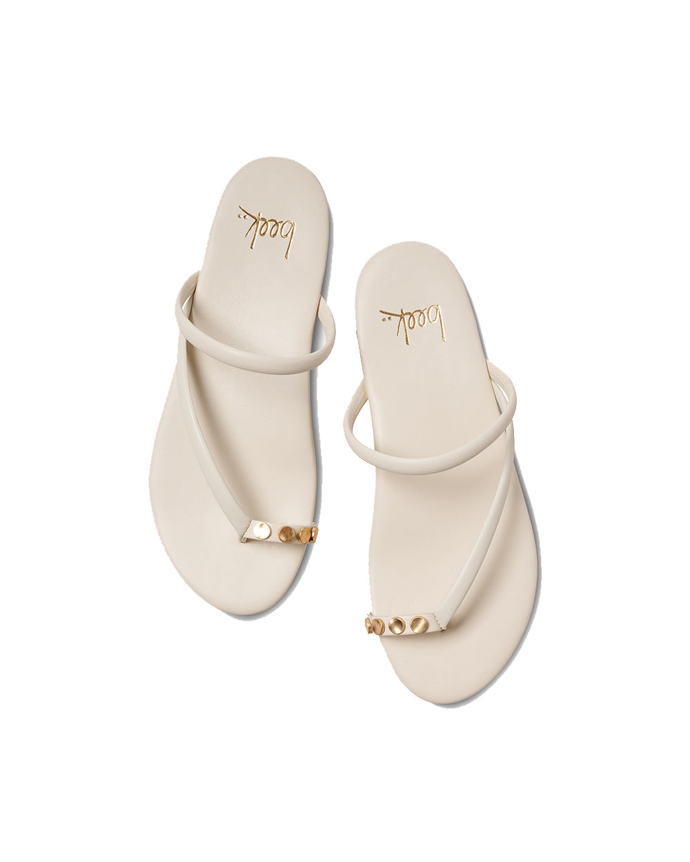 Starbird leather slide sandals in vanilla - product top shot