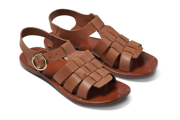 Starfisher leather fisherman sandals in cognac - angle shot