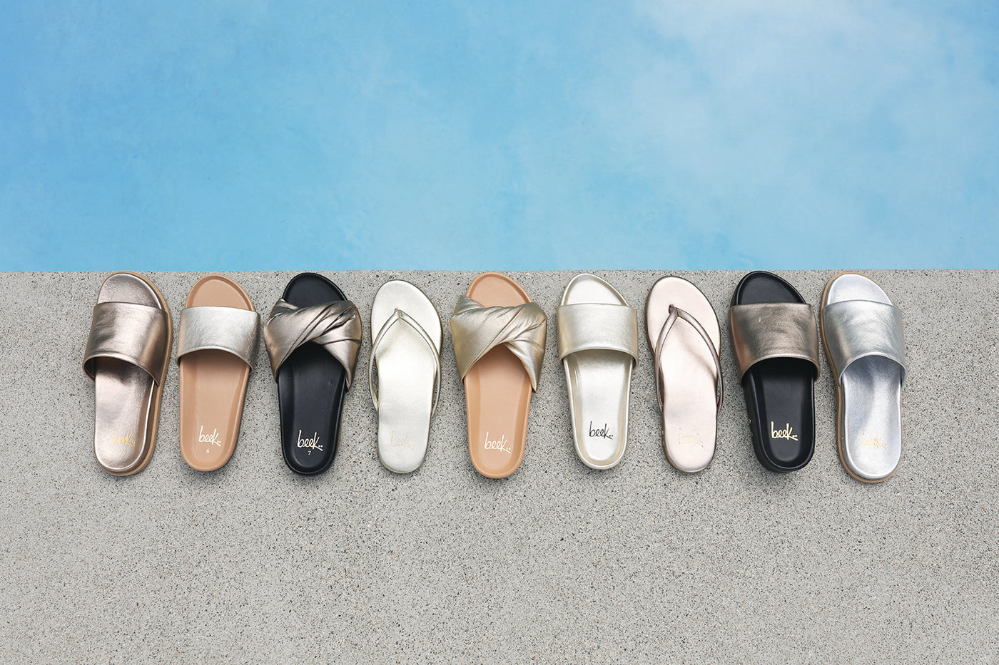 Starling Leather Slide Sandal - Bronze | beek