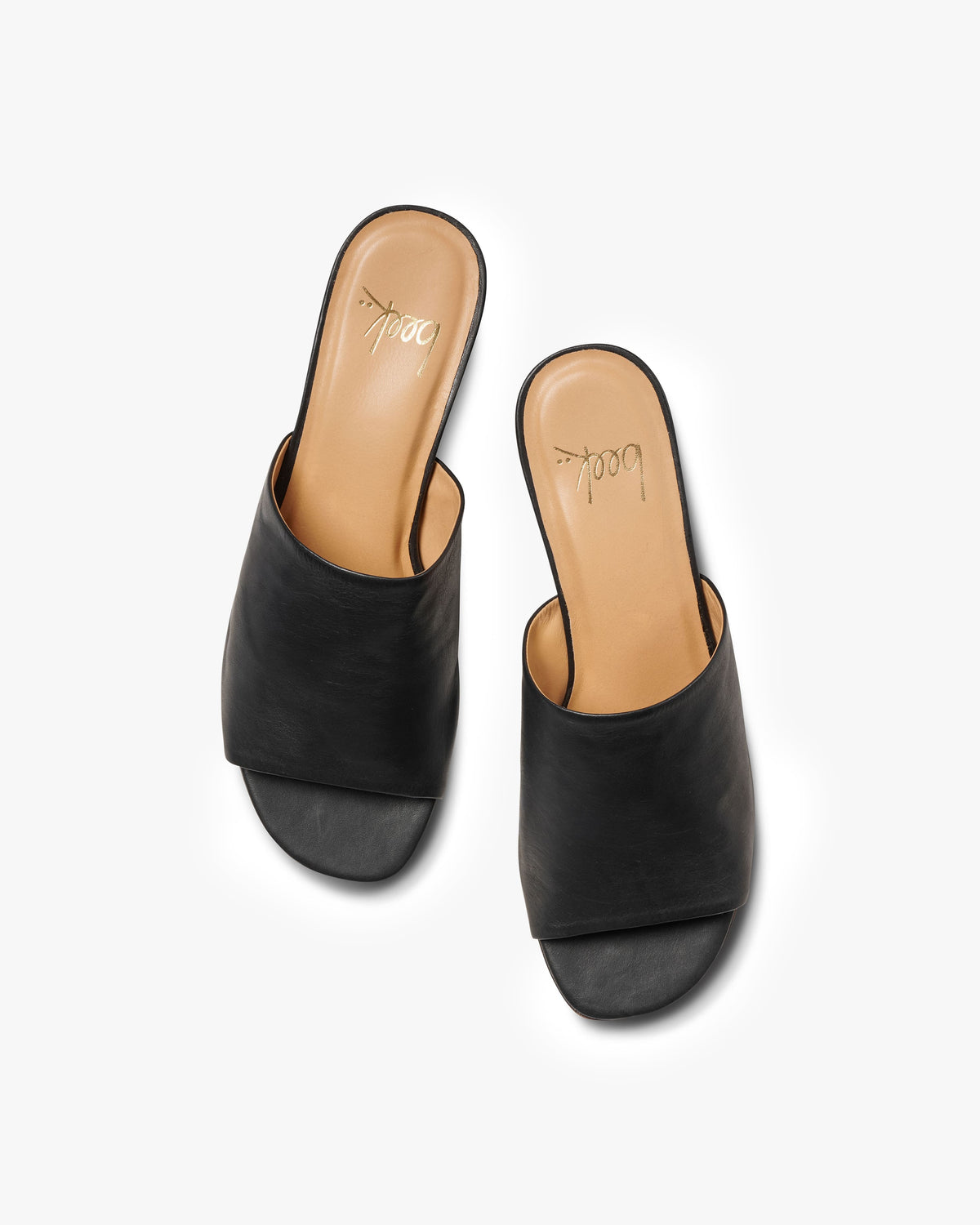 Stilt leather heeled sandal in black - product top shot