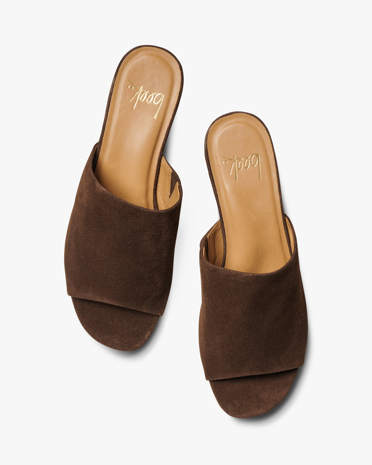 Stilt suede heeled sandals in chocolate - product top shot
