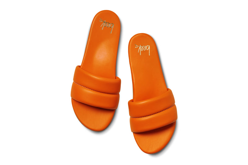Sugarbird leather slide sandal in flame - product top shot