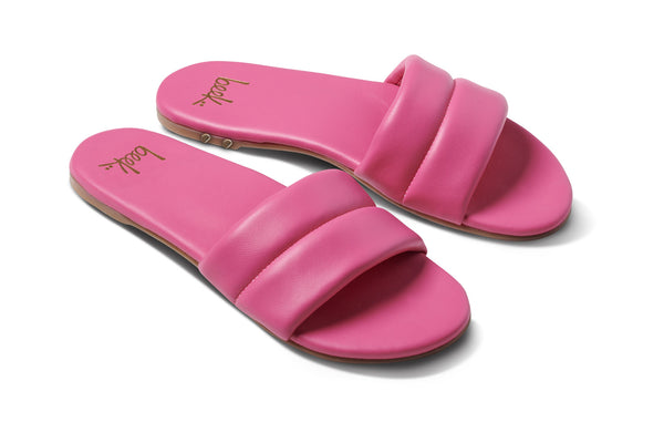 Sugarbird leather slide sandal in hibiscus - angle shot