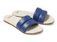 Sugarbird leather slide sandals in navy/vanilla - product angle shot