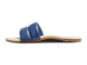 Sugarbird leather slide sandals in navy/vanilla - product side shot