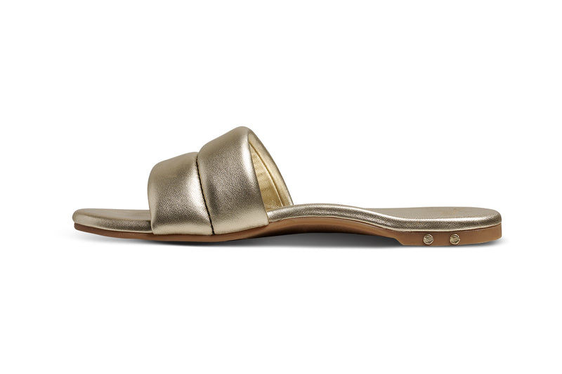 Sugarbird Leather Slide Sandal in platinum - product side shot