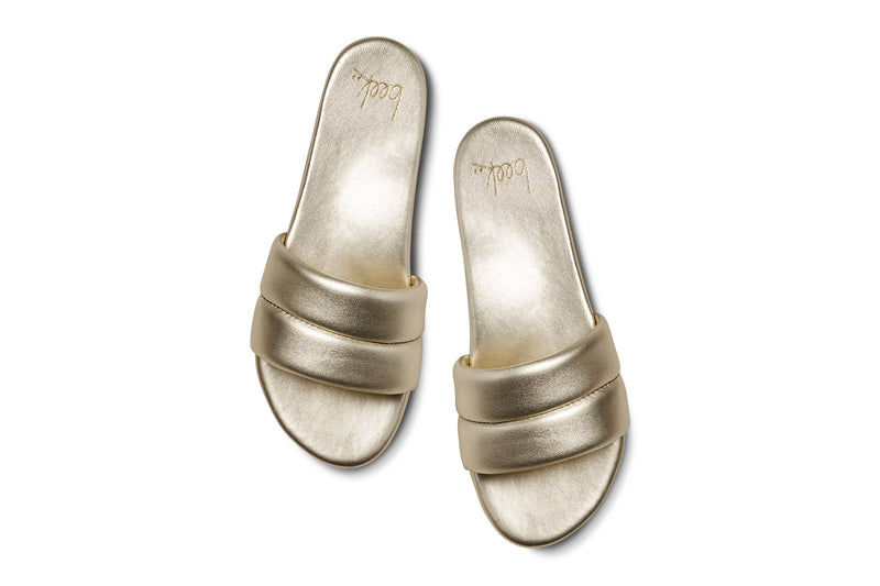 Sugarbird Leather Slide Sandal in platinum - product top shot