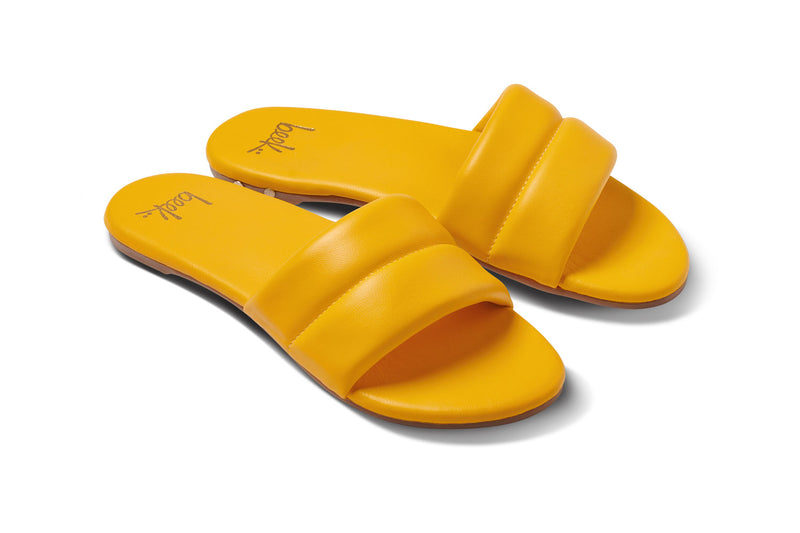 Sugarbird slide sandals in sunflower - angle shot