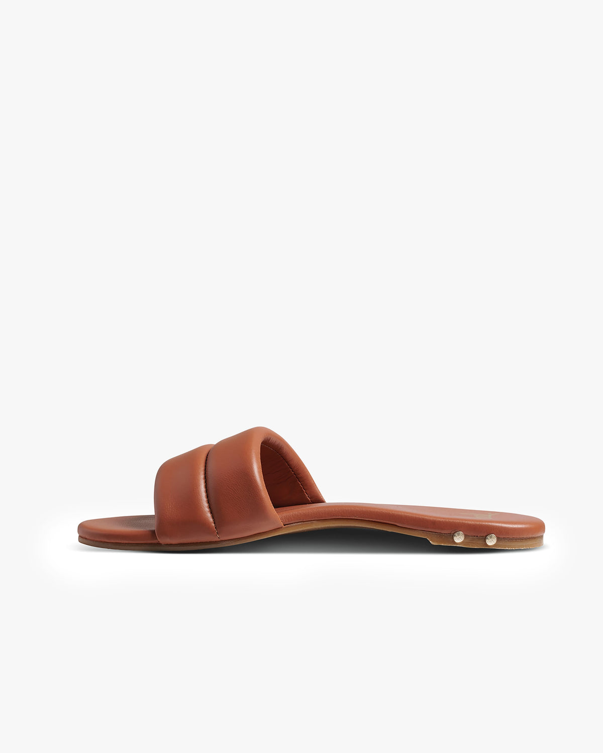 Sugarbird leather slide sandal in tan - side shot