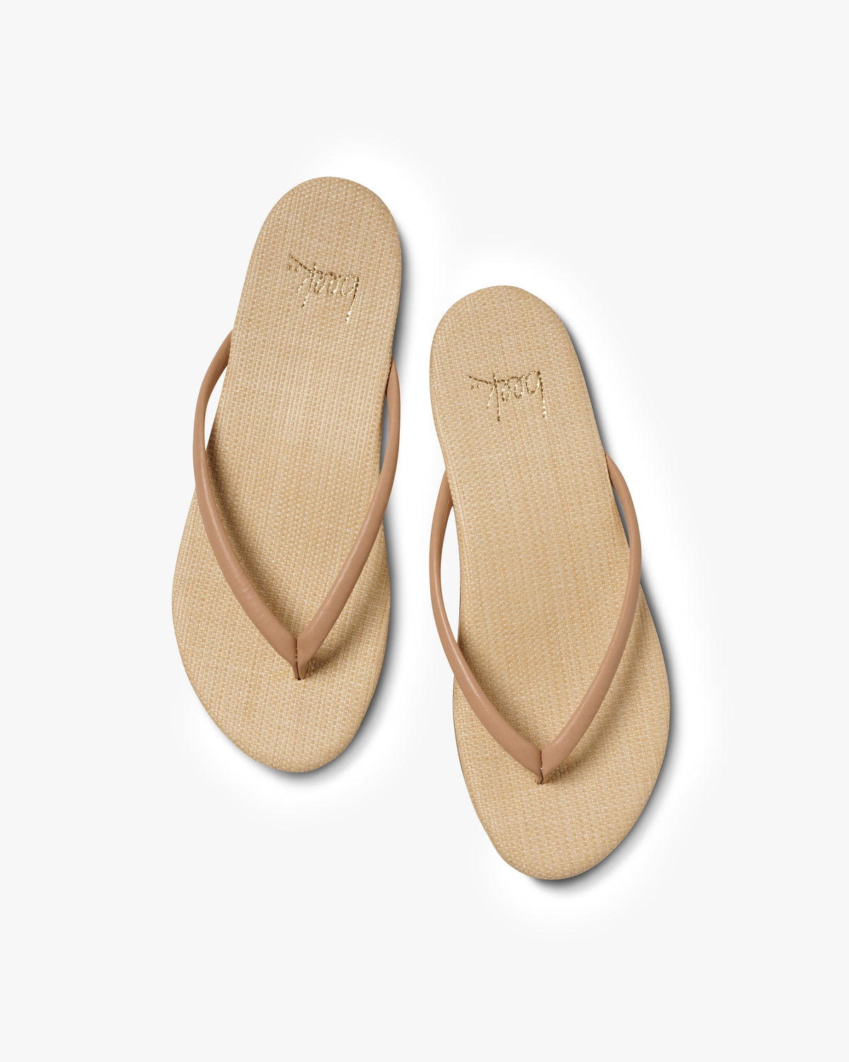 Sunbeam leather and raffia flip flop sandal in beach raffia - product top shot