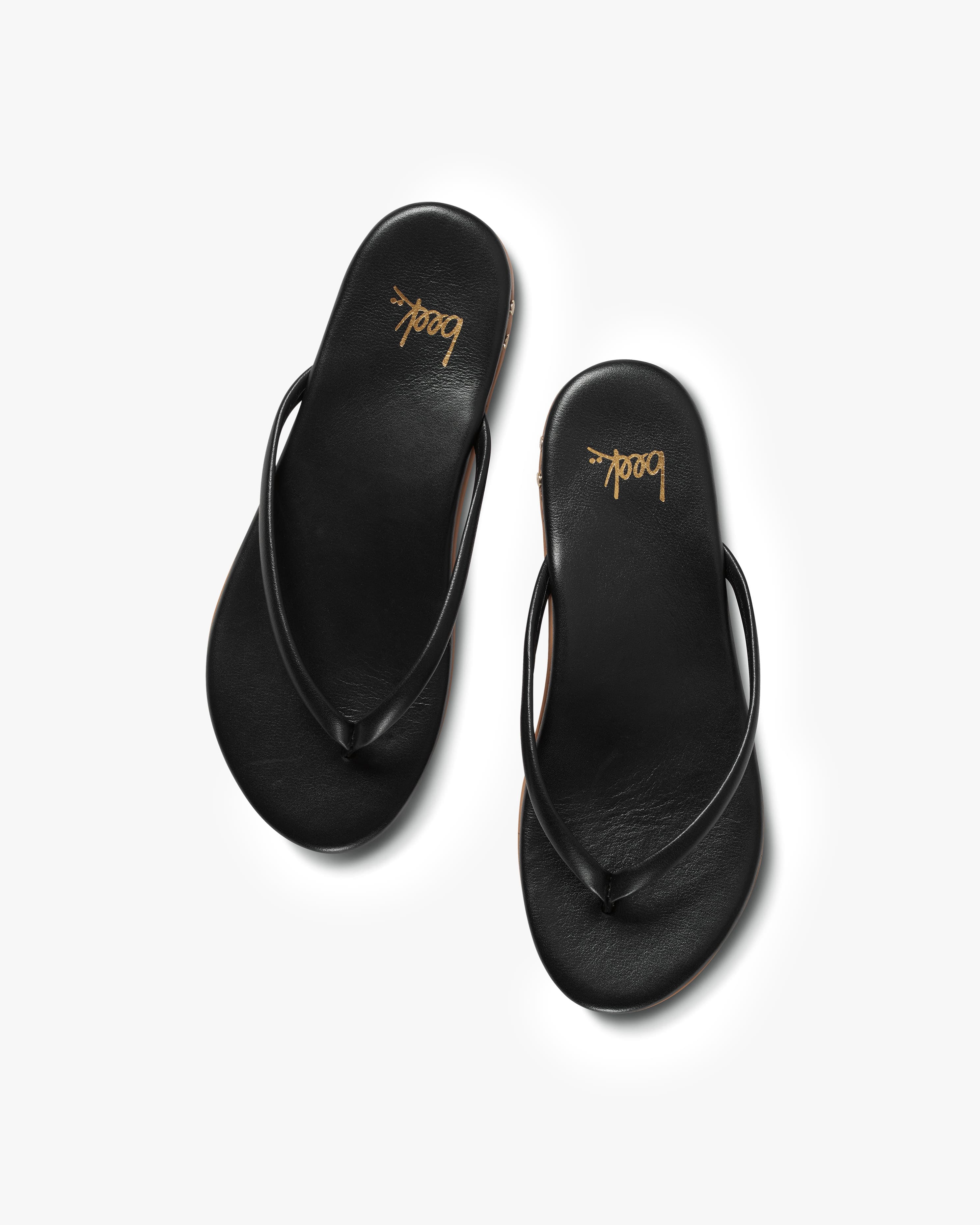 Sunbeam Leather Flip Flop Sandal - Black | beek