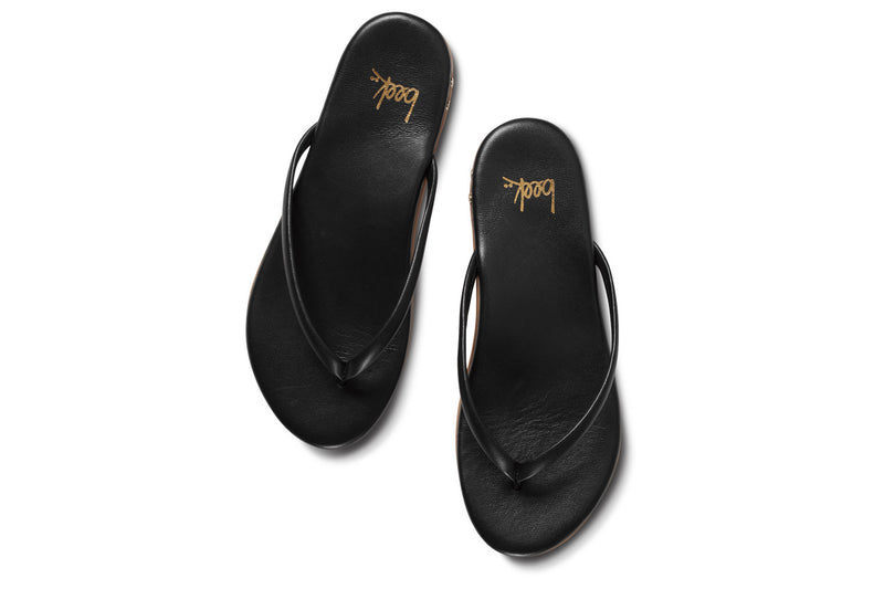 Sunbeam leather flip flop sandal in black - top shot