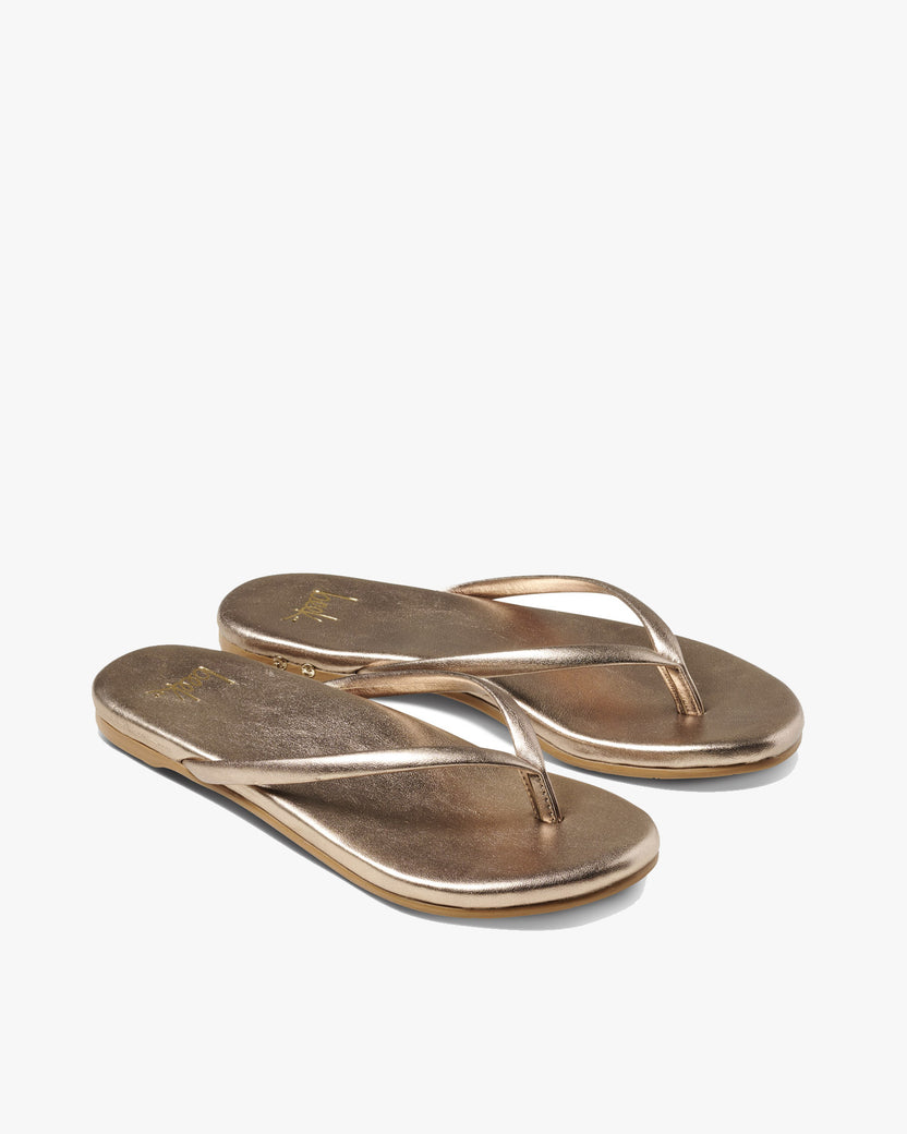 Sunbeam leather flip flop sandal in bronze - product angle shot