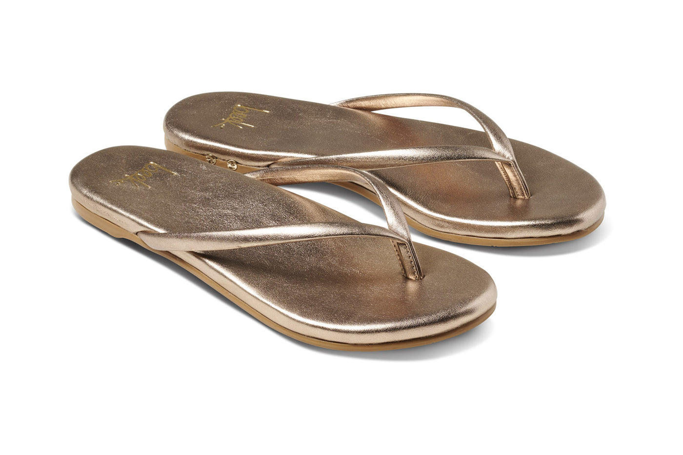 【2plan】Mid hoop leather flip flops Sunbeam Leather Flip Flop Sandal - Bronze | beek